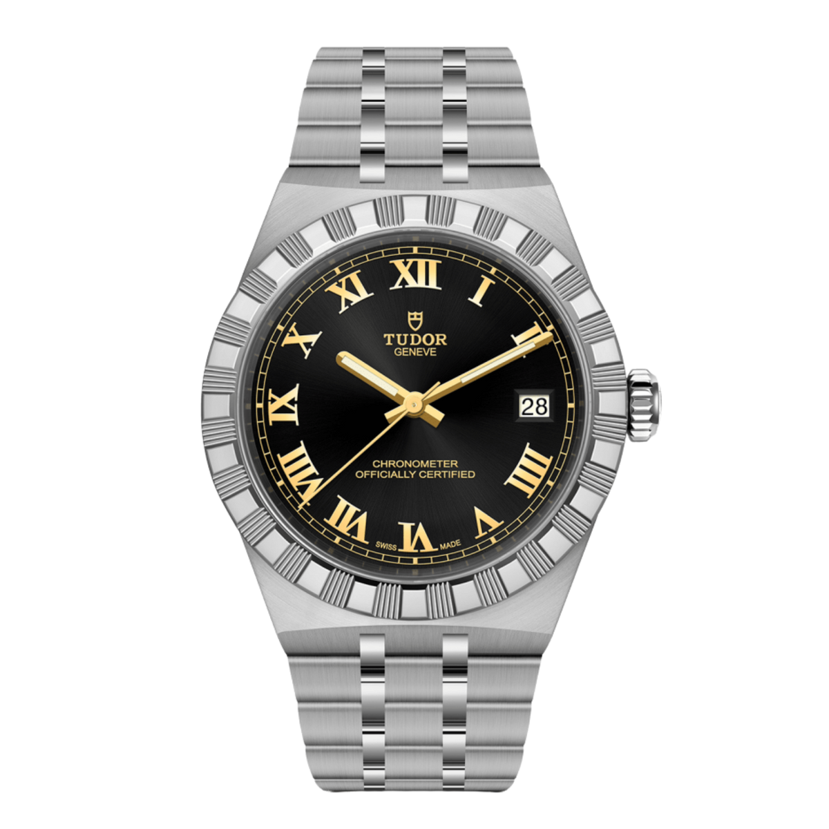 TUDOR Royal 36mm automatic watch with black Roman numeral dial and stainless steel bracelet