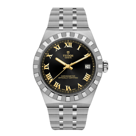 TUDOR Royal 36mm automatic watch with black Roman numeral dial and stainless steel bracelet