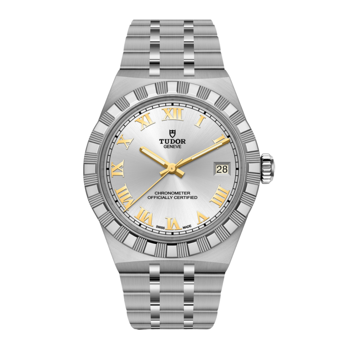 TUDOR Royal 36mm automatic watch with black Roman numeral dial and stainless steel bracelet
