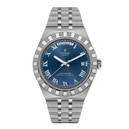 TUDOR Royal 40mm automatic watch with blue Roman numeral dial and stainless steel bracelet