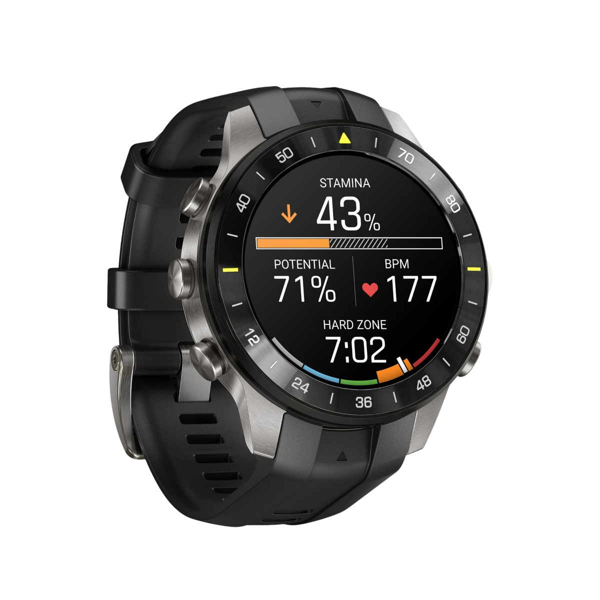 Advanced training features include stamina tracking, running economy and grade-adjusted pace, complemented by multi-band GPS, preloaded mapping and comprehensive health and recovery monitoring.