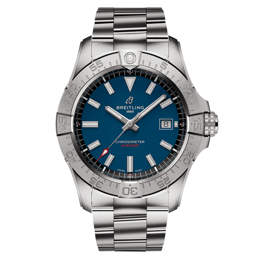 Breitling Avenger Chronometer watch with blue dial and stainless steel bracelet