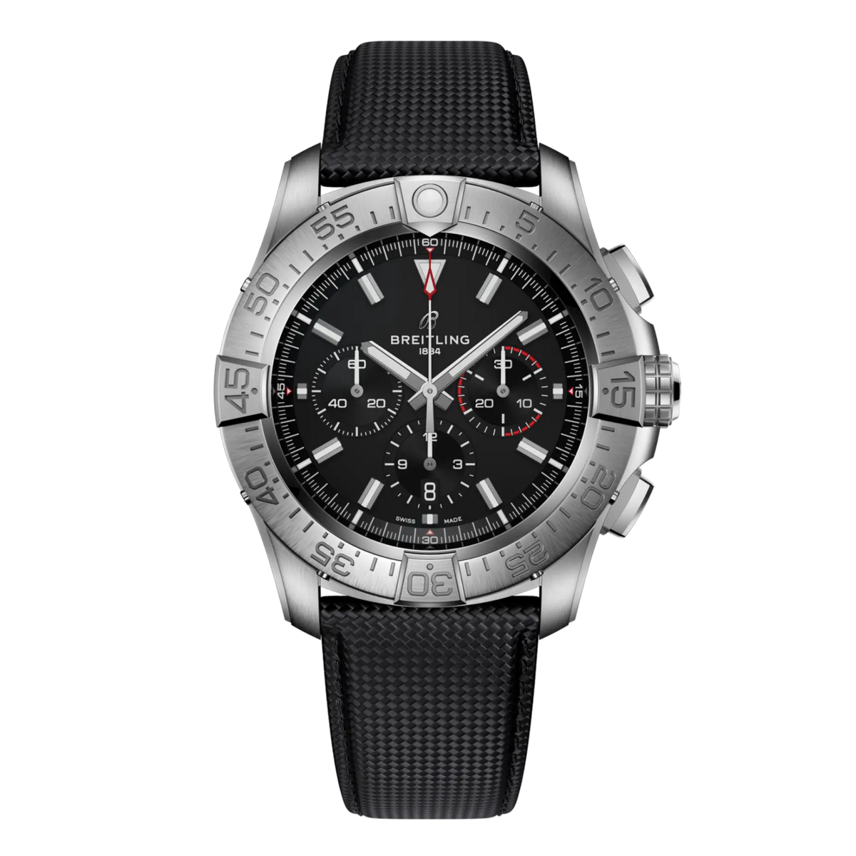 Breitling Avenger B01chronograph black dial watch on a Strap Calfskin leather