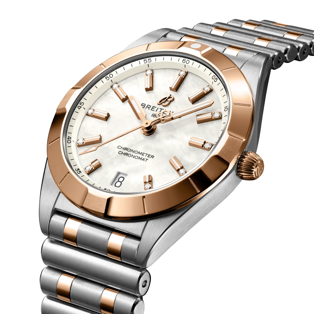 Breitling Chronomat 32mm watch with stainless steel, 18ct red gold and signature Rouleaux bracelet