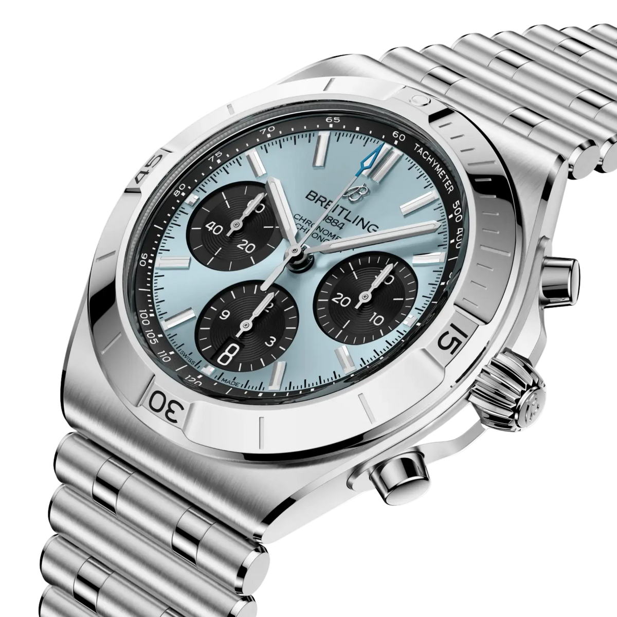 Powering the watch is the in-house Breitling Manufacture Calibre 01, a COSC-certified automatic chronograph movement delivering approximately 70 hours of power reserve. 