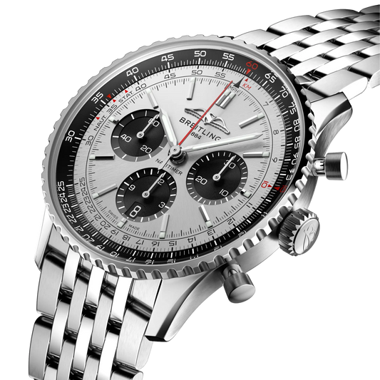 Breitling Navitimer B01 Chronograph 43mm Silver Dial Watch angled image 