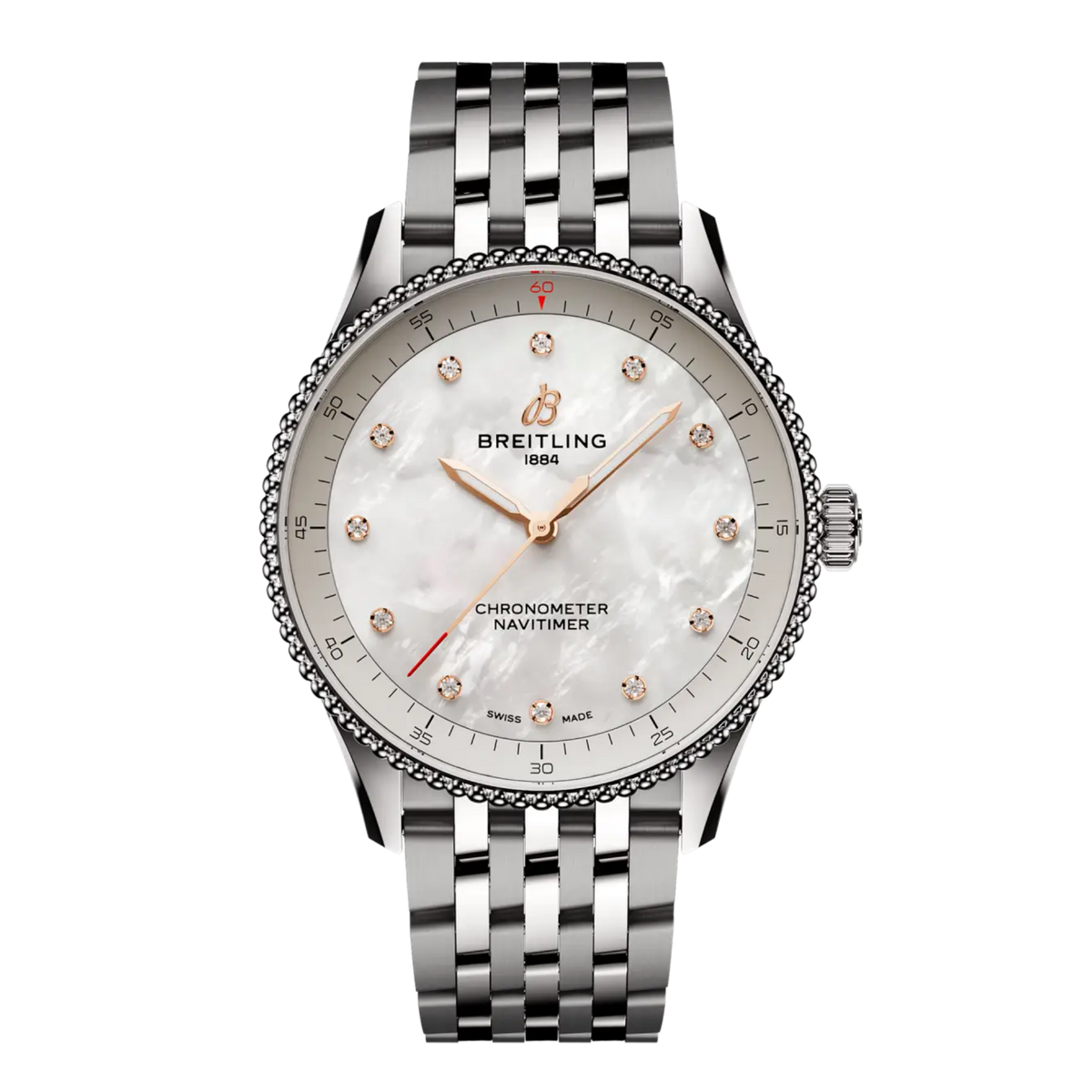 Breitling Navitimer 32 women’s watch with mother-of-pearl dial and stainless steel bracelet