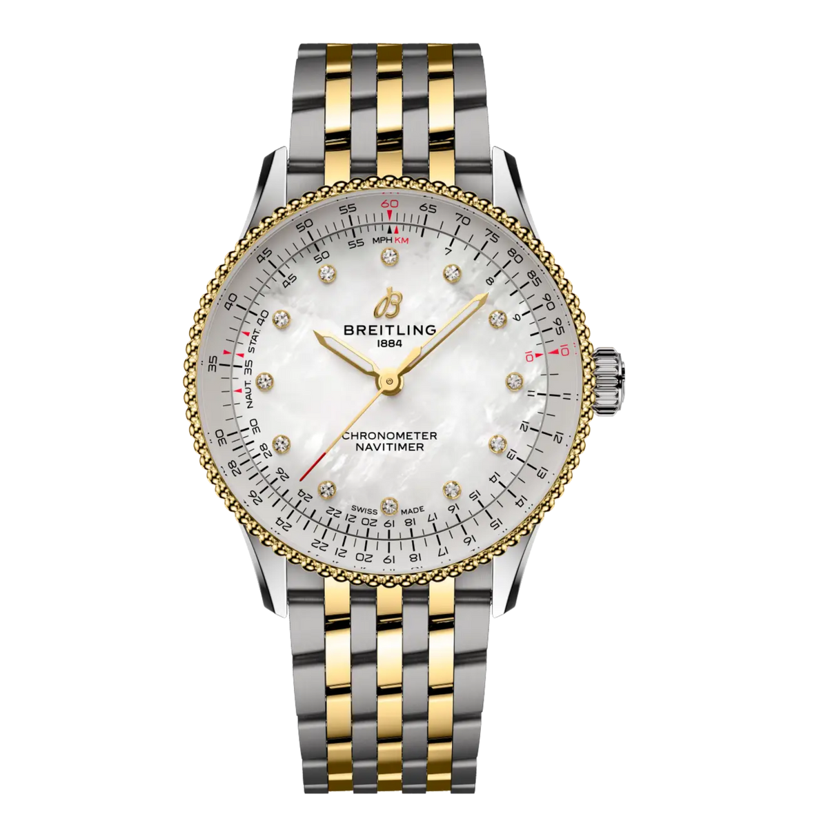 Breitling Navitimer Automatic 36 36mm Mother of Pearl Diamond Dial Watch