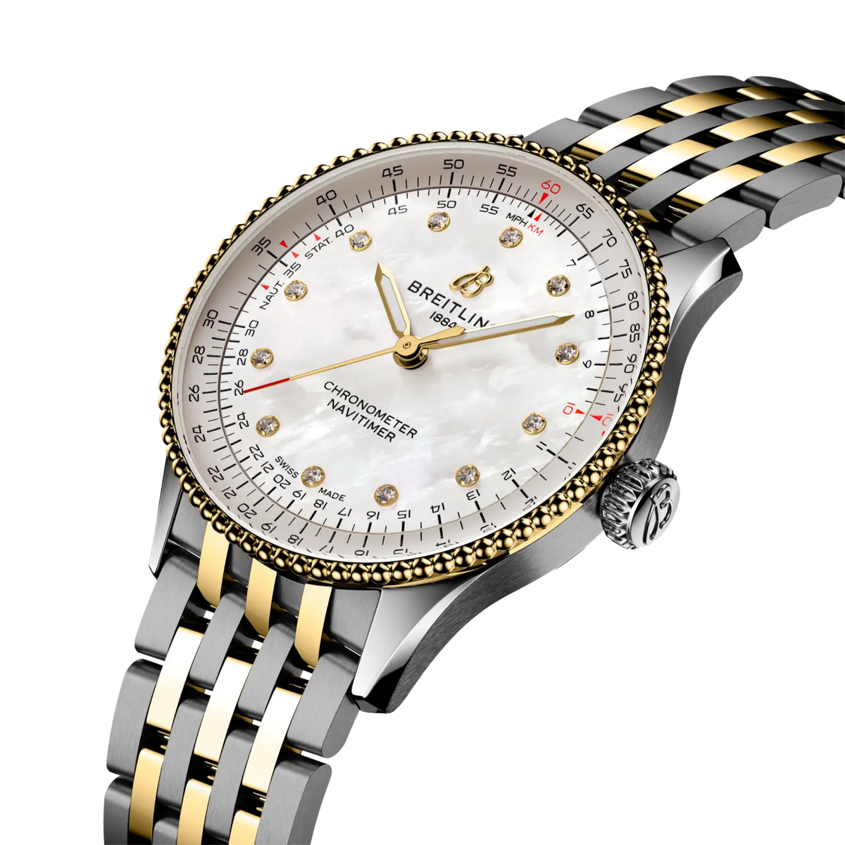 Breitling Navitimer Automatic 36 36mm Mother of Pearl Diamond Dial Watch