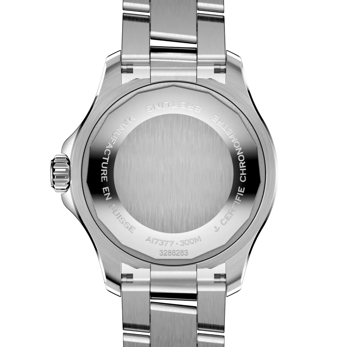 Breitling Superocean Automatic 36 Swiss dive watch in stainless steel with black ceramic bezel and 300m water resistance.