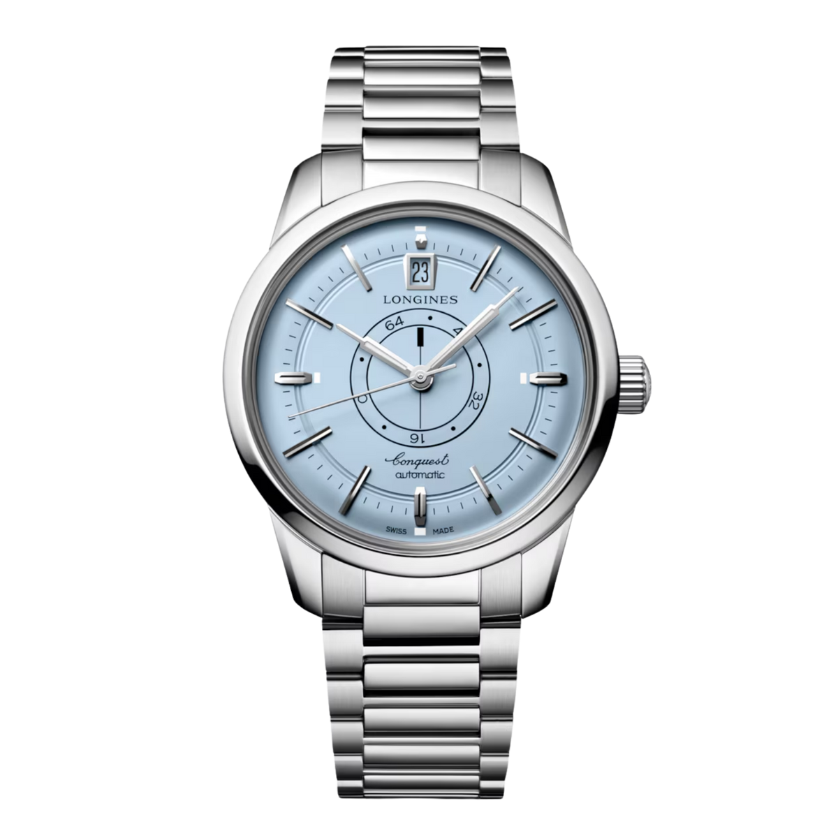 The Longines Conquest Heritage 38mm combines a rich blue dial with timeless design, bringing vintage inspiration and modern Swiss craftsmanship together.