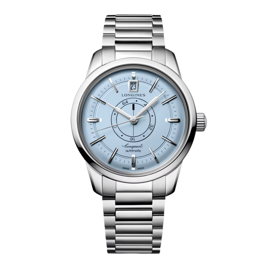 The Longines Conquest Heritage 38mm combines a rich blue dial with timeless design, bringing vintage inspiration and modern Swiss craftsmanship together.