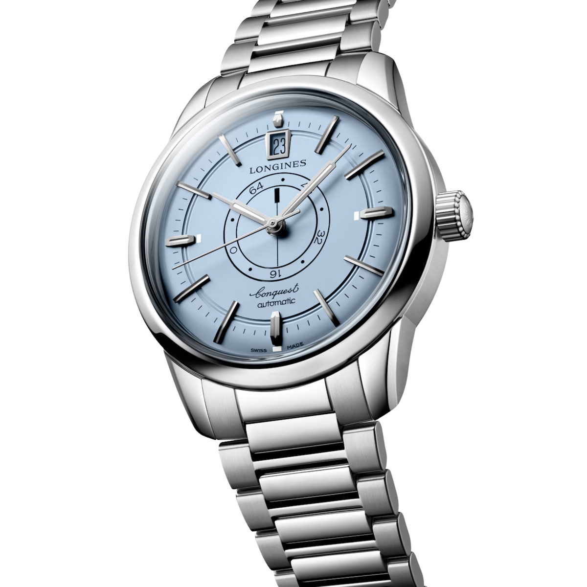 Inspired by the original Conquest collection, this Longines Conquest Heritage pairs a blue sunray dial with an automatic movement for effortless everyday style.