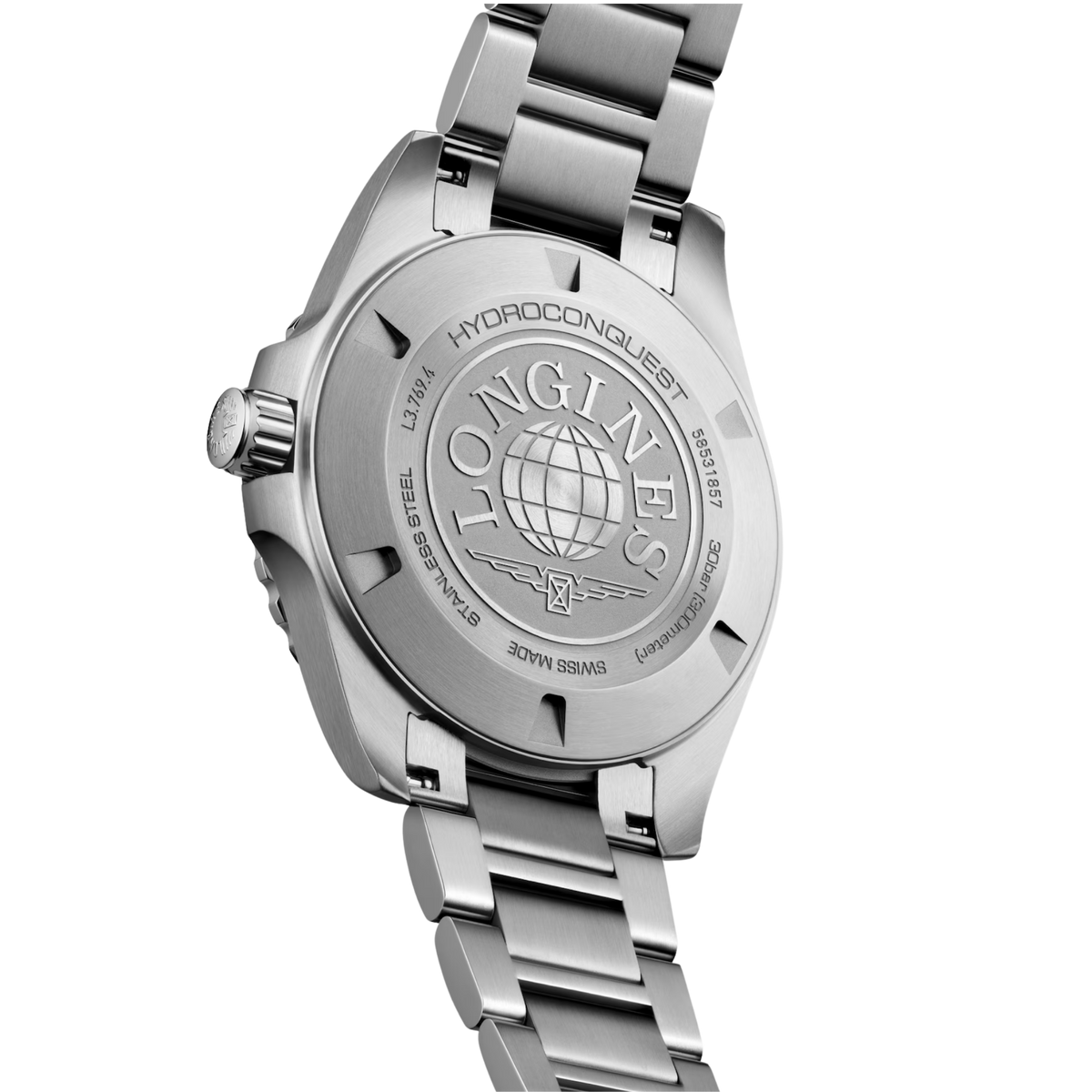 Longines HydroConquest Swiss quartz watch with blue dial, sapphire crystal and stainless steel bracelet