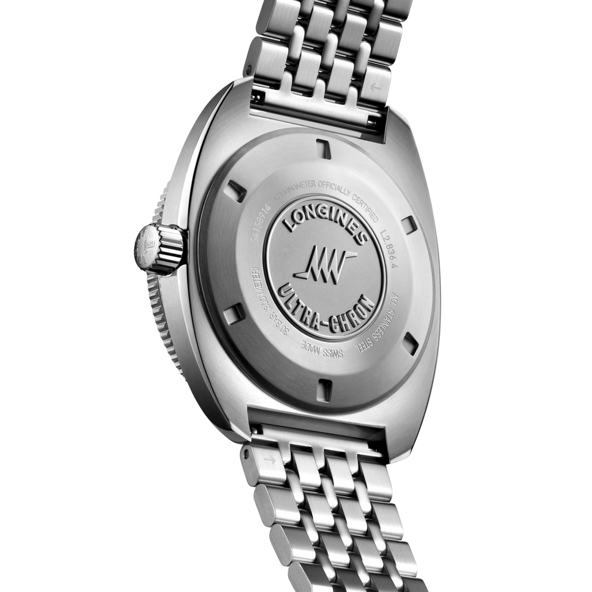 Longines Ultra-Chron Swiss automatic dive watch with black dial, sapphire bezel and 300m water resistance
