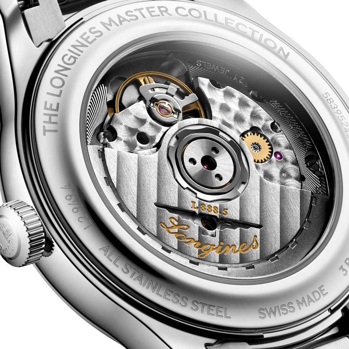 Finished with a stainless steel bracelet and triple safety folding clasp with fine adjustment, the Master Collection combines traditional styling with contemporary mechanical performance.
