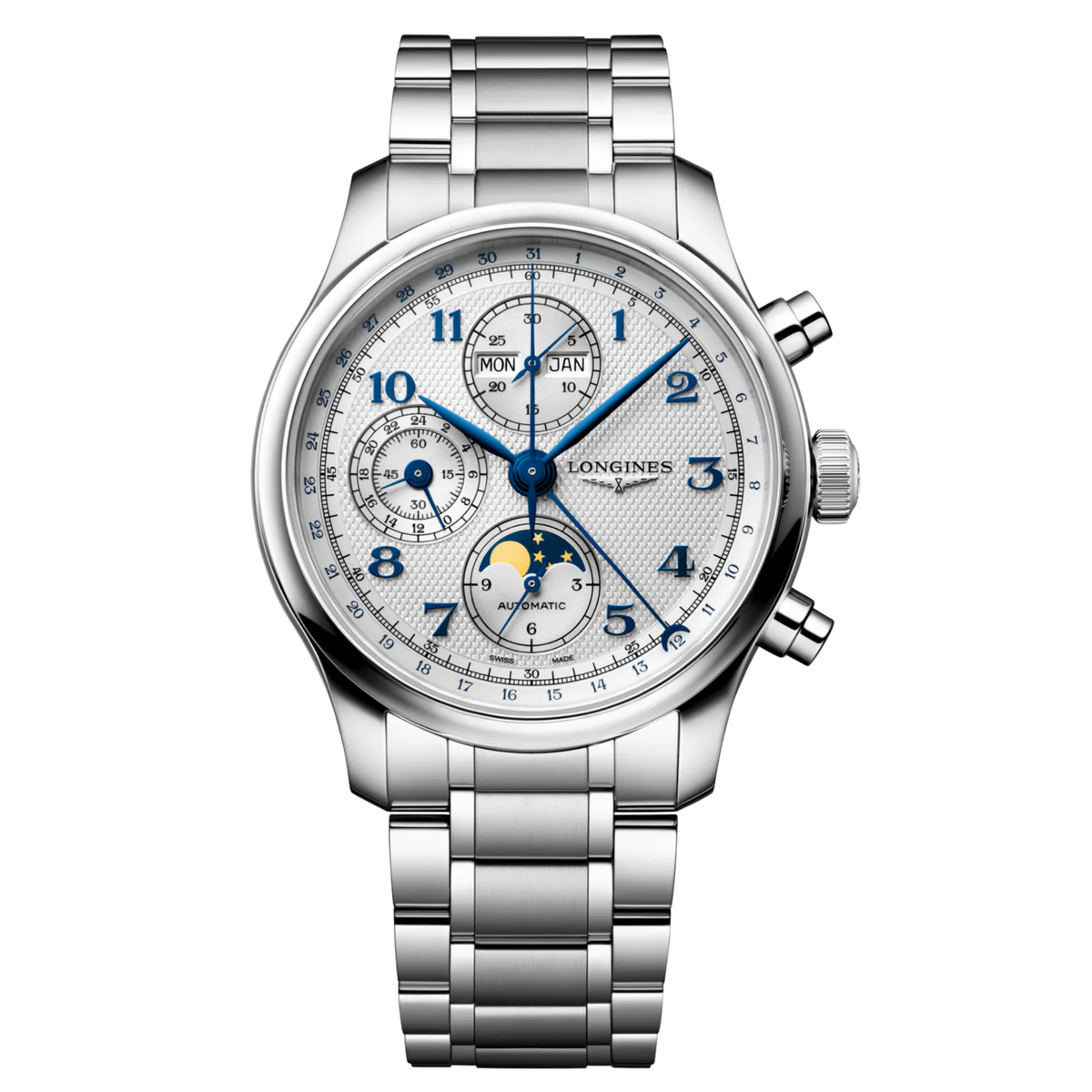 Longines Master Collection Chrono Moonphase 41mm Silver Dial Watch