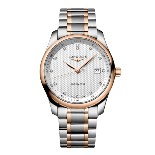 Longines Master Collection 40mm men’s automatic watch with silver barleycorn dial and two-tone bracelet