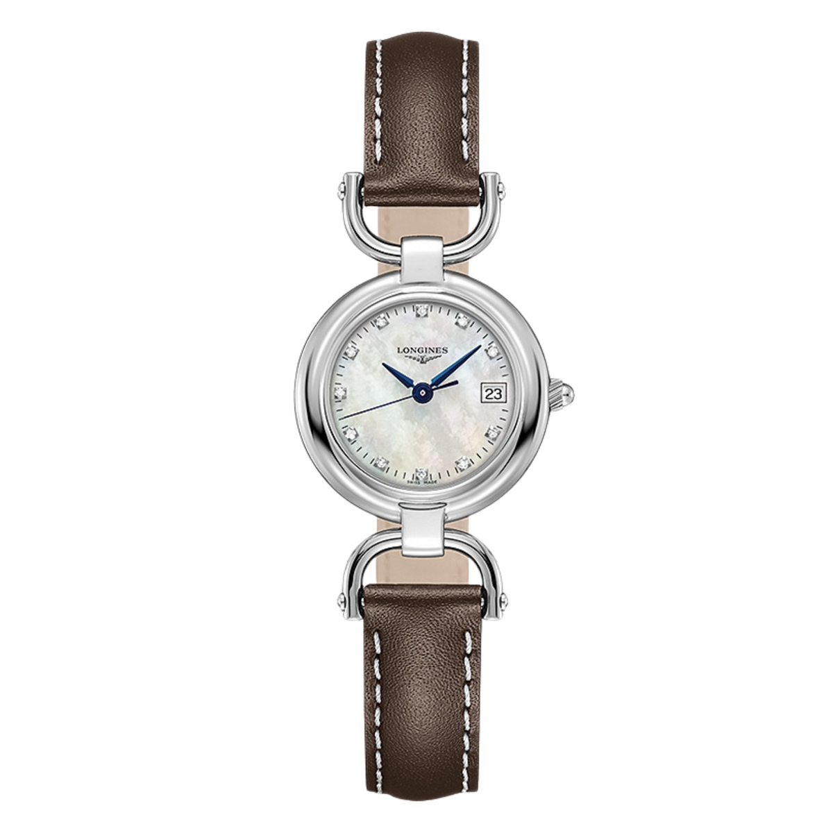Longines Equestrian Collection 26.5mm women’s quartz watch with diamond-set mother-of-pearl dial
