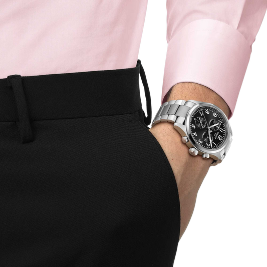 Tissot Chrono L 42mm Black Dial Watch on a model 