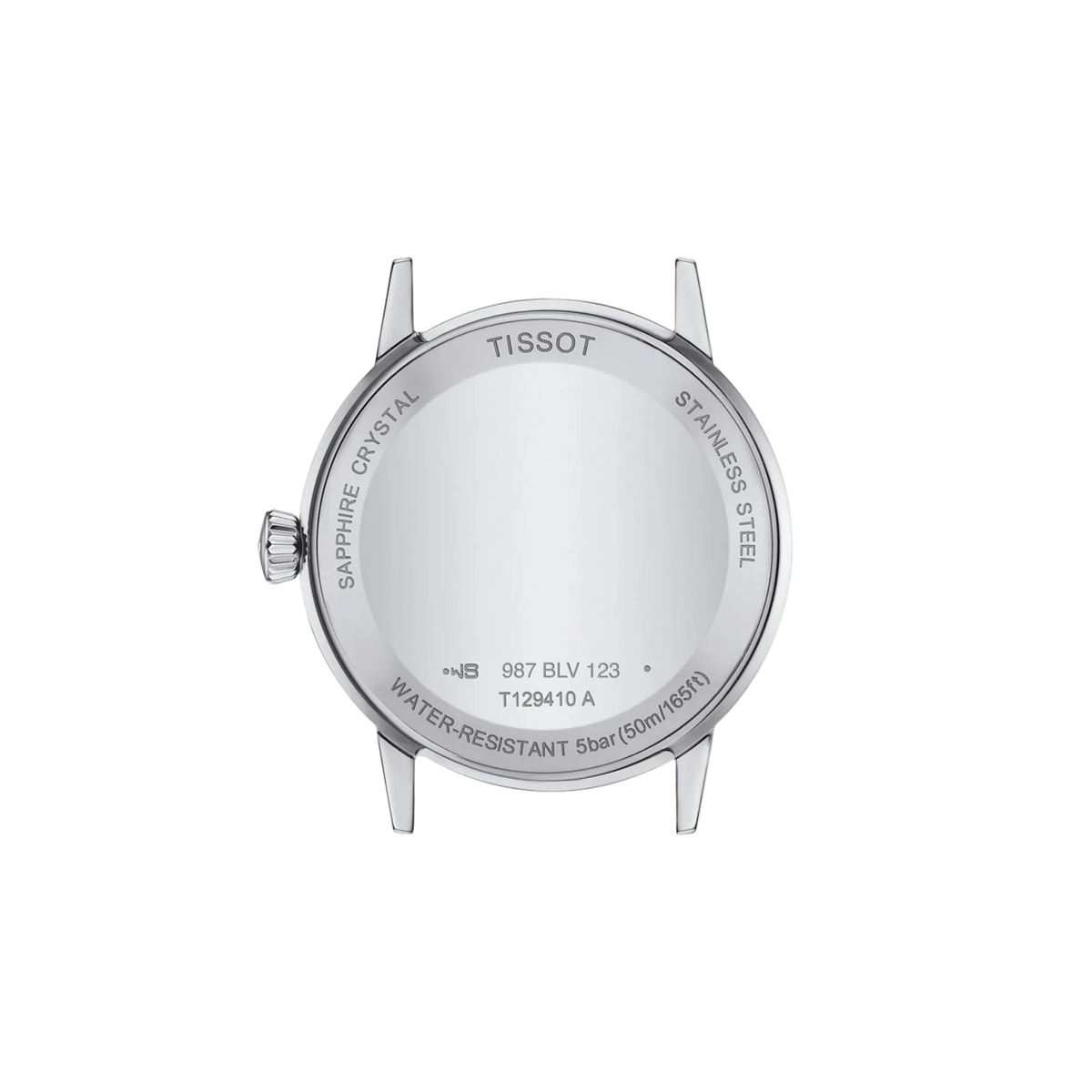 caseback image displaying the stainless steel construction and clean finishing, designed for durability and reliable daily wear comfort