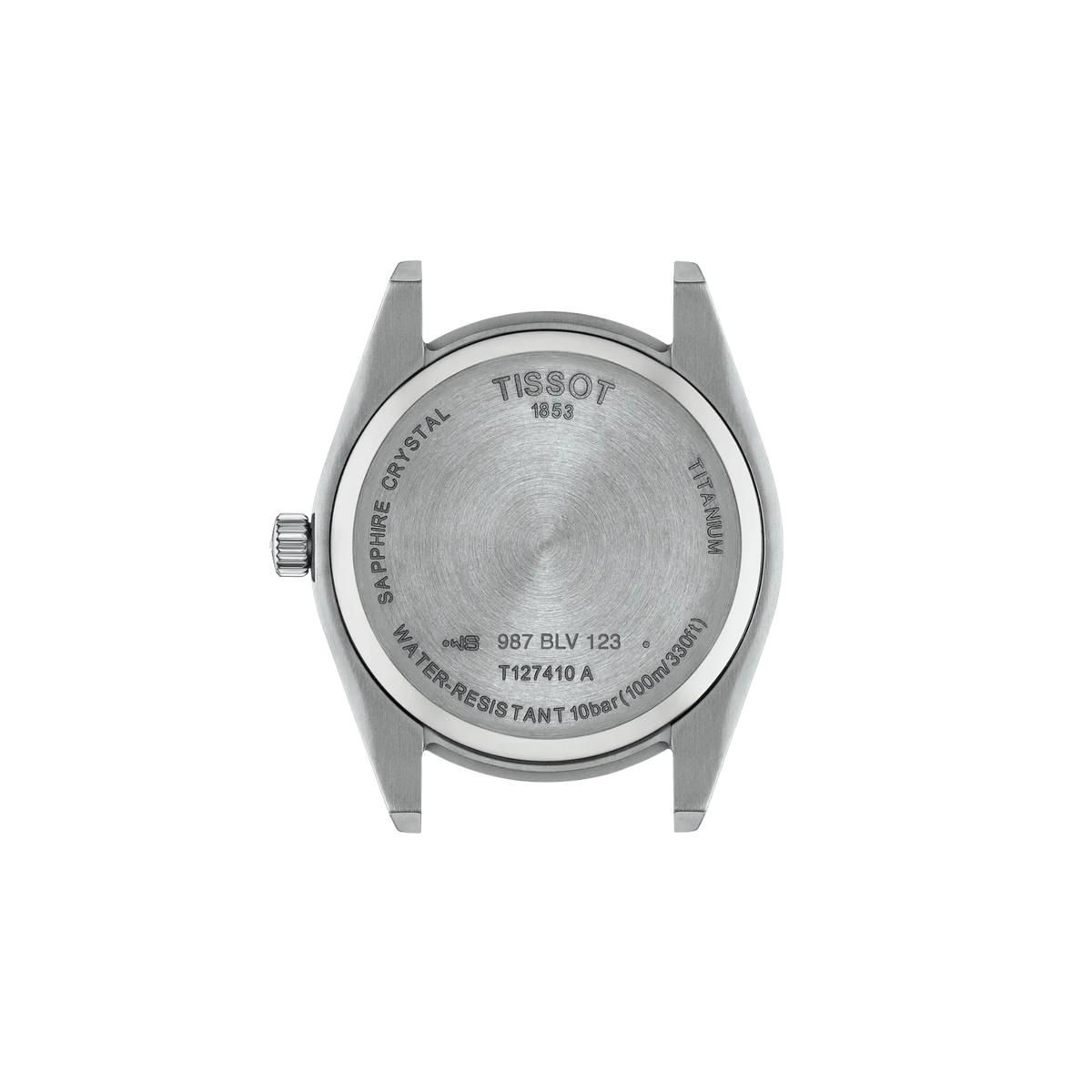Titanium Tissot Gentleman wristwatch featuring a date display and Super-LumiNova hands.