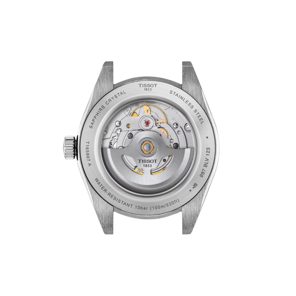 Rear case view of Tissot Gentleman Automatic 38mm Green Dial Watch