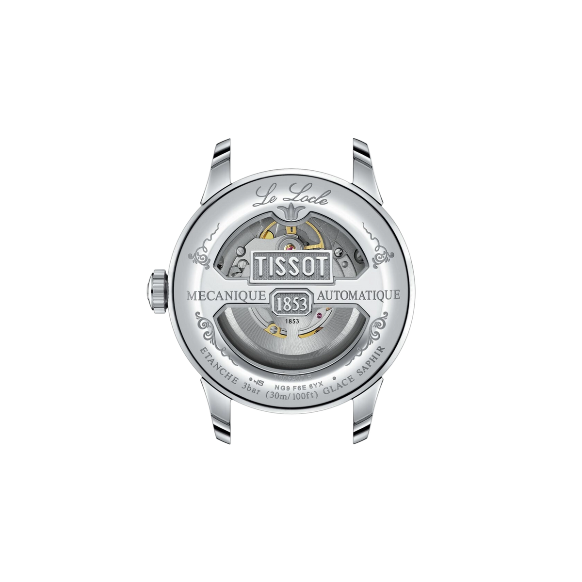 caseback image displaying the automatic movement housing and polished stainless steel finish, reflecting the craftsmanship and heritage-inspired design of the collection