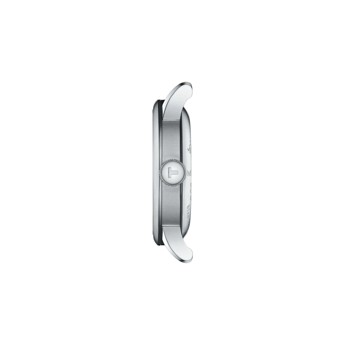 side profile of the stainless steel case showcasing the refined automatic case thickness, polished bezel detailing, and the signature crown design for a sophisticated finish