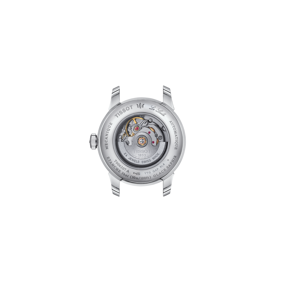 view of the caseback revealing the exhibition-style design, offering a glimpse of the automatic movement and reinforcing its mechanical craftsmanship