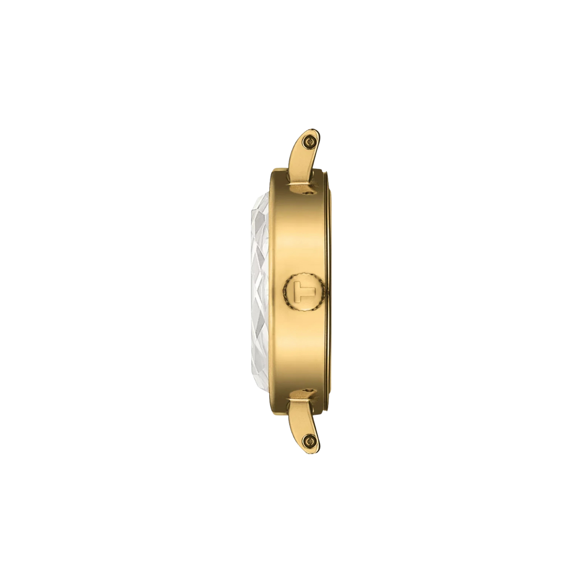 Tissot Lovely Round combining a delicate 19.5mm stainless steel case with yellow gold PVD coating, a green sunray dial and matching leather strap.