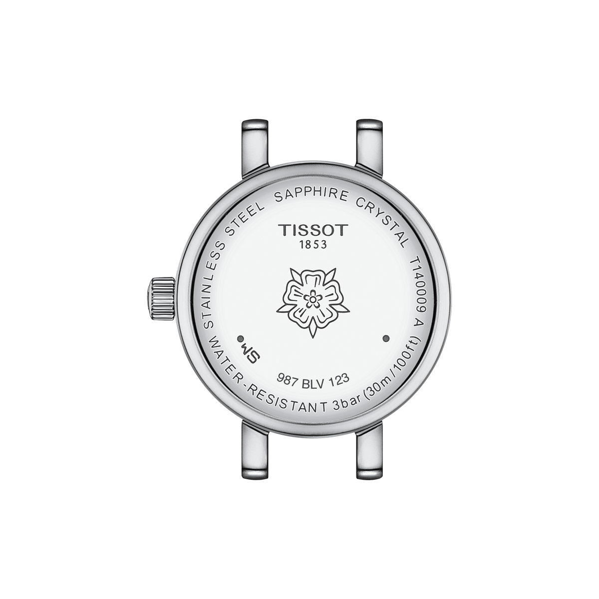 view of the caseback revealing the smooth steel construction, designed for durability while maintaining a lightweight, comfortable feel