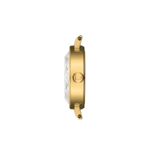 A scratch-resistant faceted sapphire crystal adds distinctive brilliance while protecting the display, while the coordinating red leather strap enhances the watch's refined and contemporary appeal.