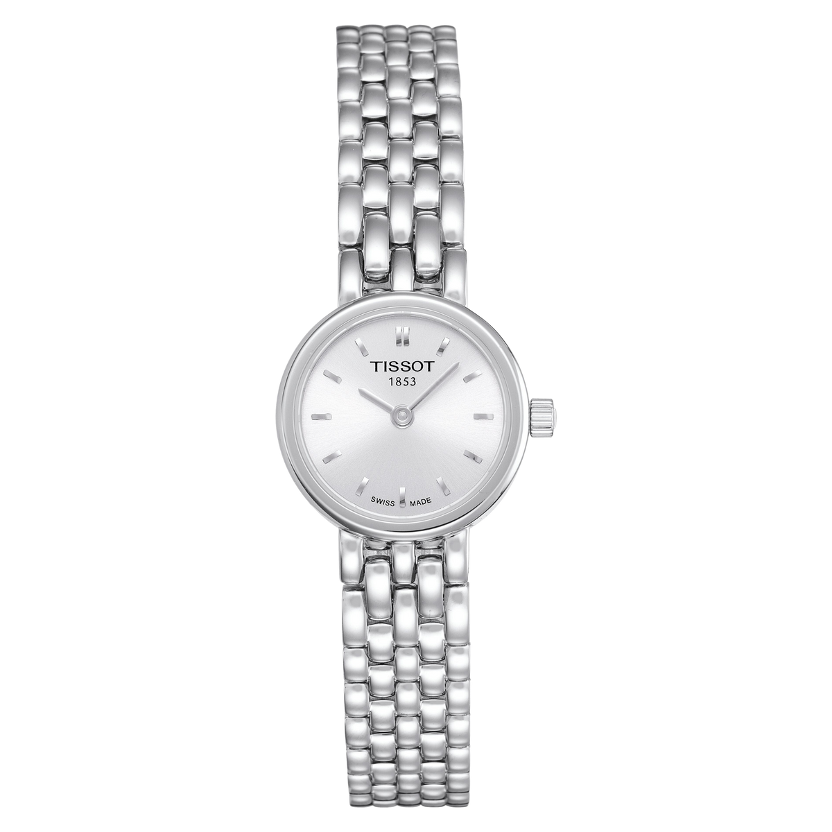 Tissot Lovely Round combining a delicate 19.5mm stainless steel case with a silver dial, sapphire crystal and refined stainless steel bracelet.