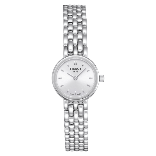 Tissot Lovely Round combining a delicate 19.5mm stainless steel case with a silver dial, sapphire crystal and refined stainless steel bracelet.