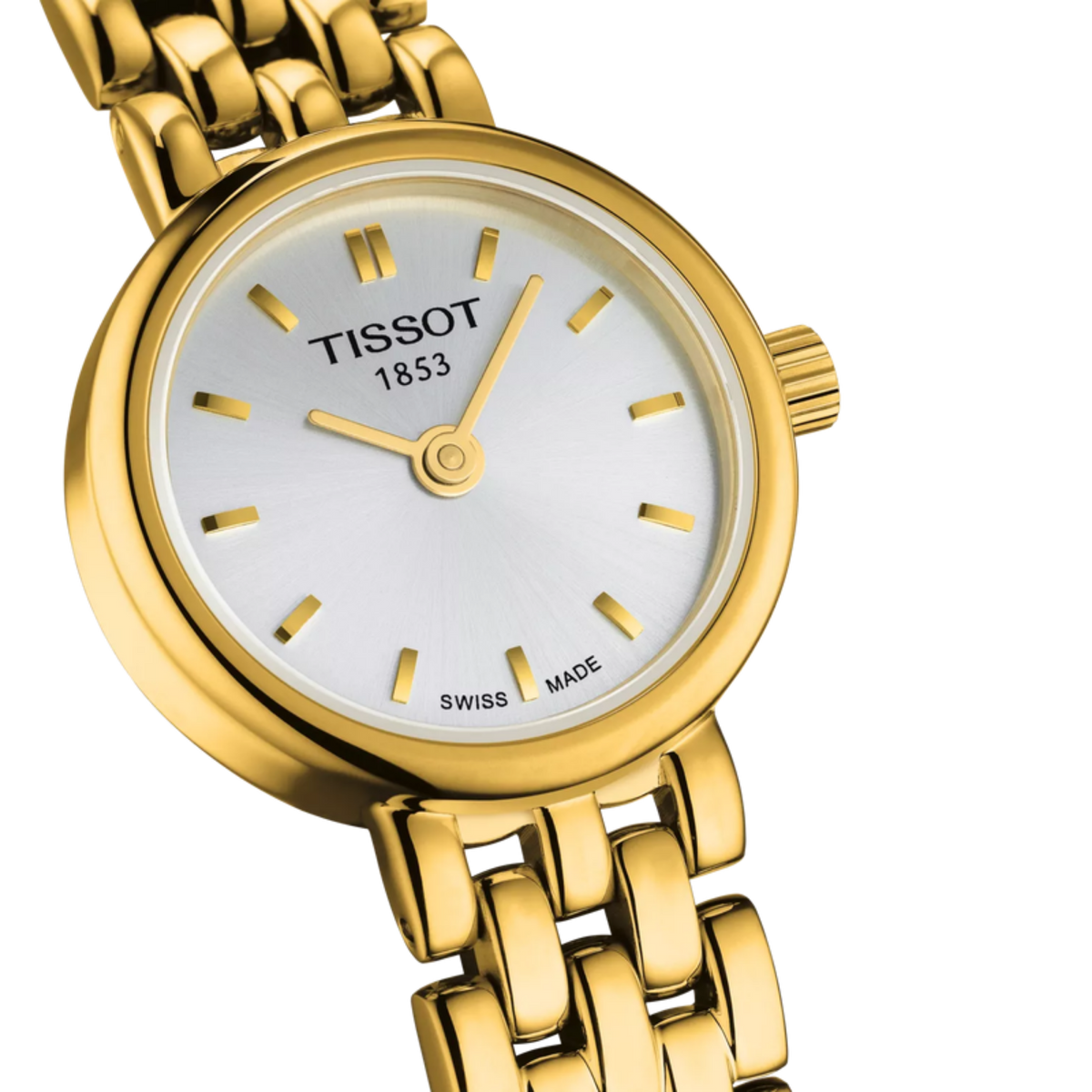 side profile of the case showcasing the ultra-slim silhouette, polished gold-tone finish, and neatly integrated crown for a refined appearance