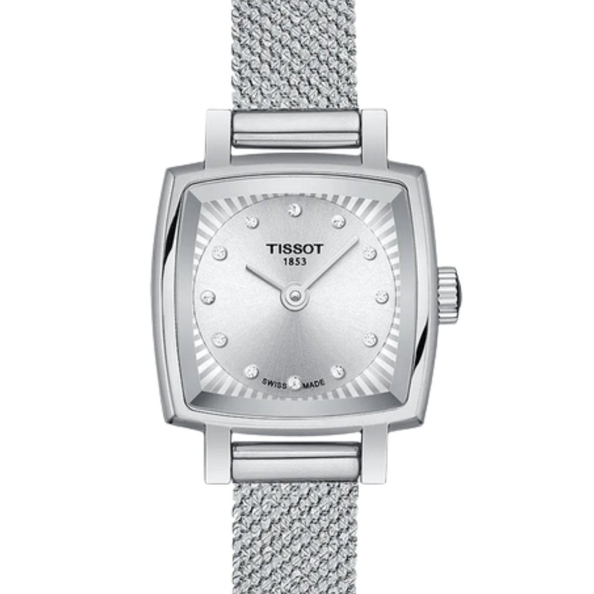 side profile of the case showcasing the slim, polished square silhouette and neatly positioned crown for a refined, contemporary look