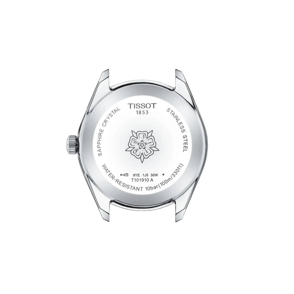 Tissot PR 100 Sport Chic 36mm Ice Blue Dial Watch Case View 