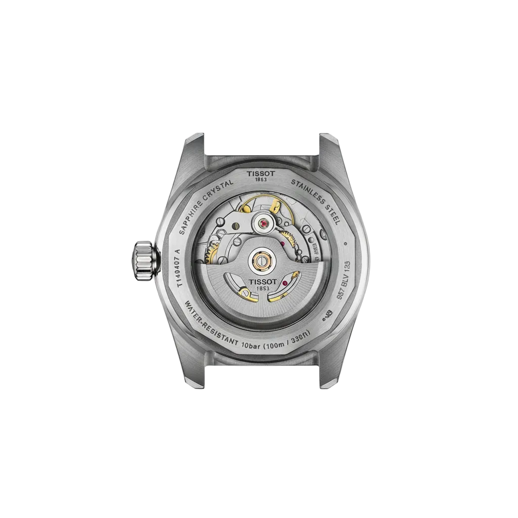 caseback view displaying the automatic movement housing and solid stainless steel construction, engineered for reliable performance and comfortable daily wear