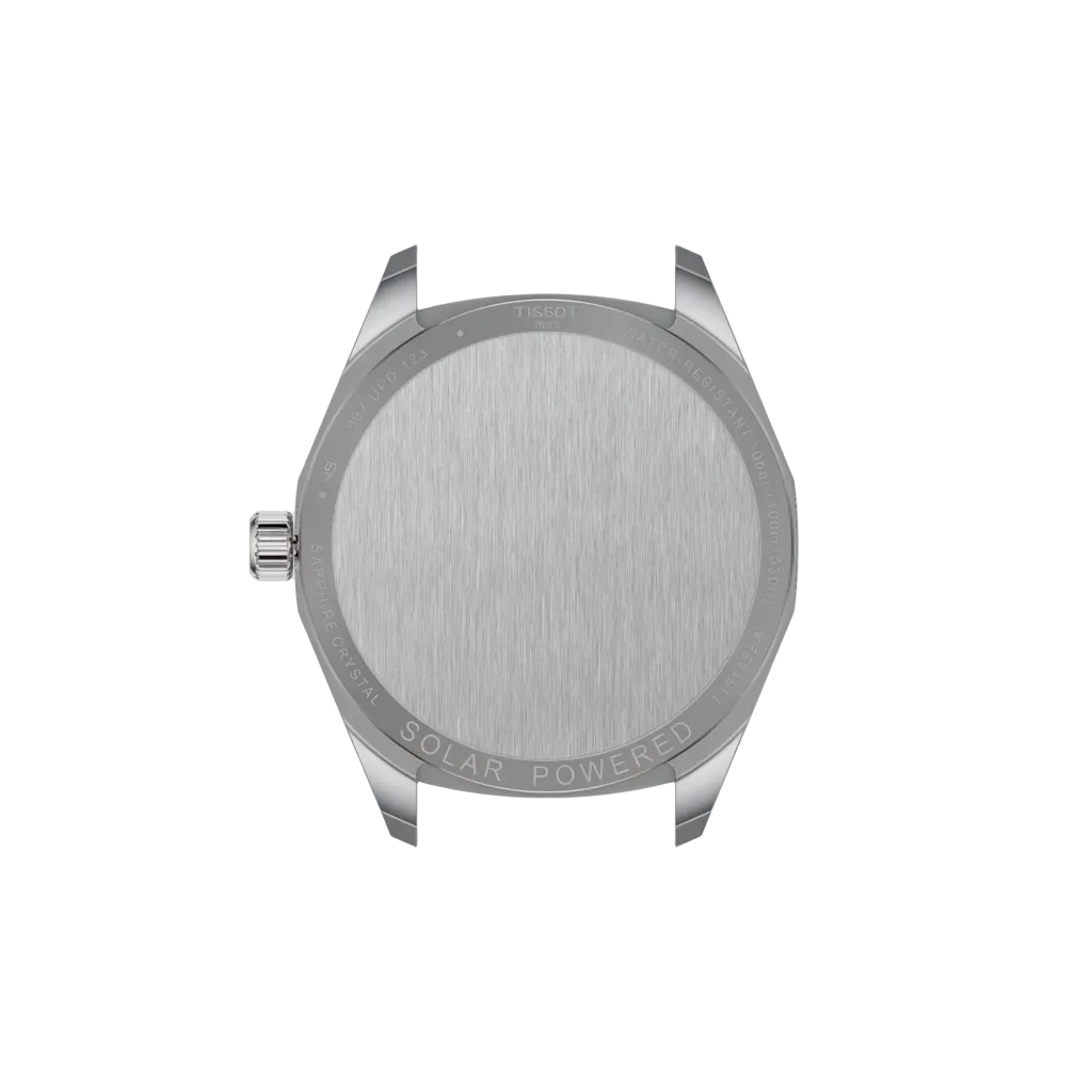 caseback image displaying the stainless steel construction and detailed finishing, designed for reliable everyday performance and comfortable all-day wear