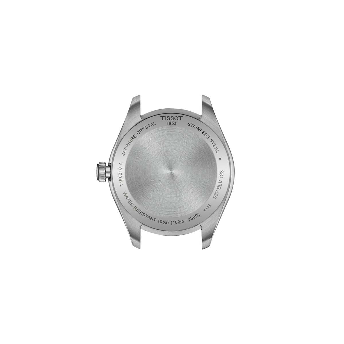 caseback view displaying the solid stainless steel construction, designed for durability while maintaining a lightweight and comfortable feel on the wrist
