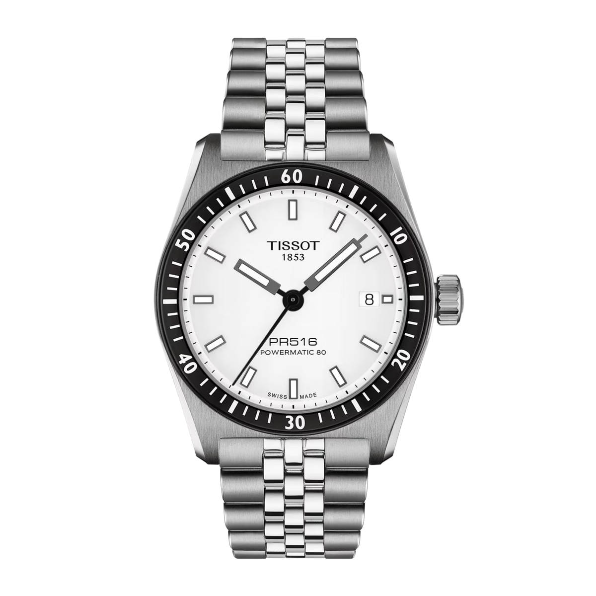 Tissot PR516 Powermatic 80 38mm White Dial Watch