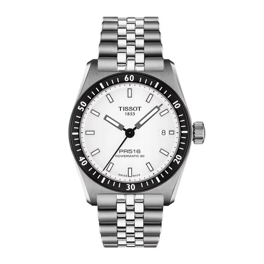 Tissot PR516 Powermatic 80 38mm White Dial Watch