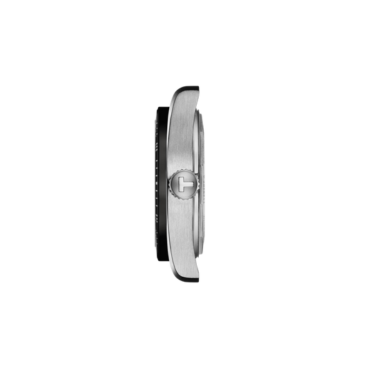 Tissot PR516 Powermatic 80 38mm, featuring a stainless steel case, white dial, black PVD detailing and Swiss automatic movement.