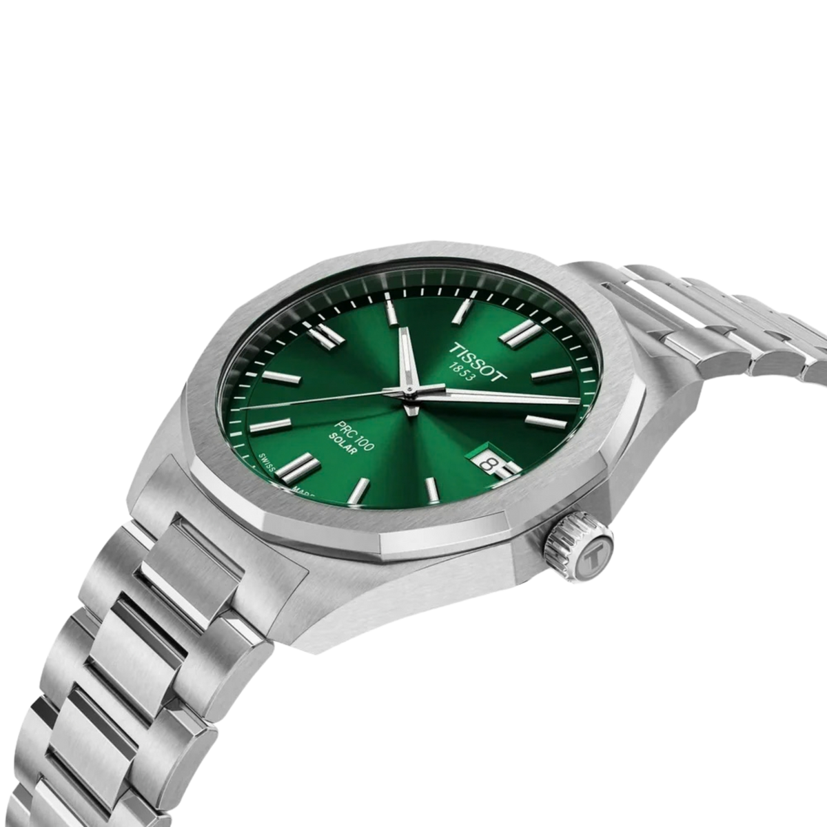 Powered by Tissot's Lightmaster Solar Quartz movement, the PRC 100 harnesses natural and artificial light to deliver precise and reliable performance