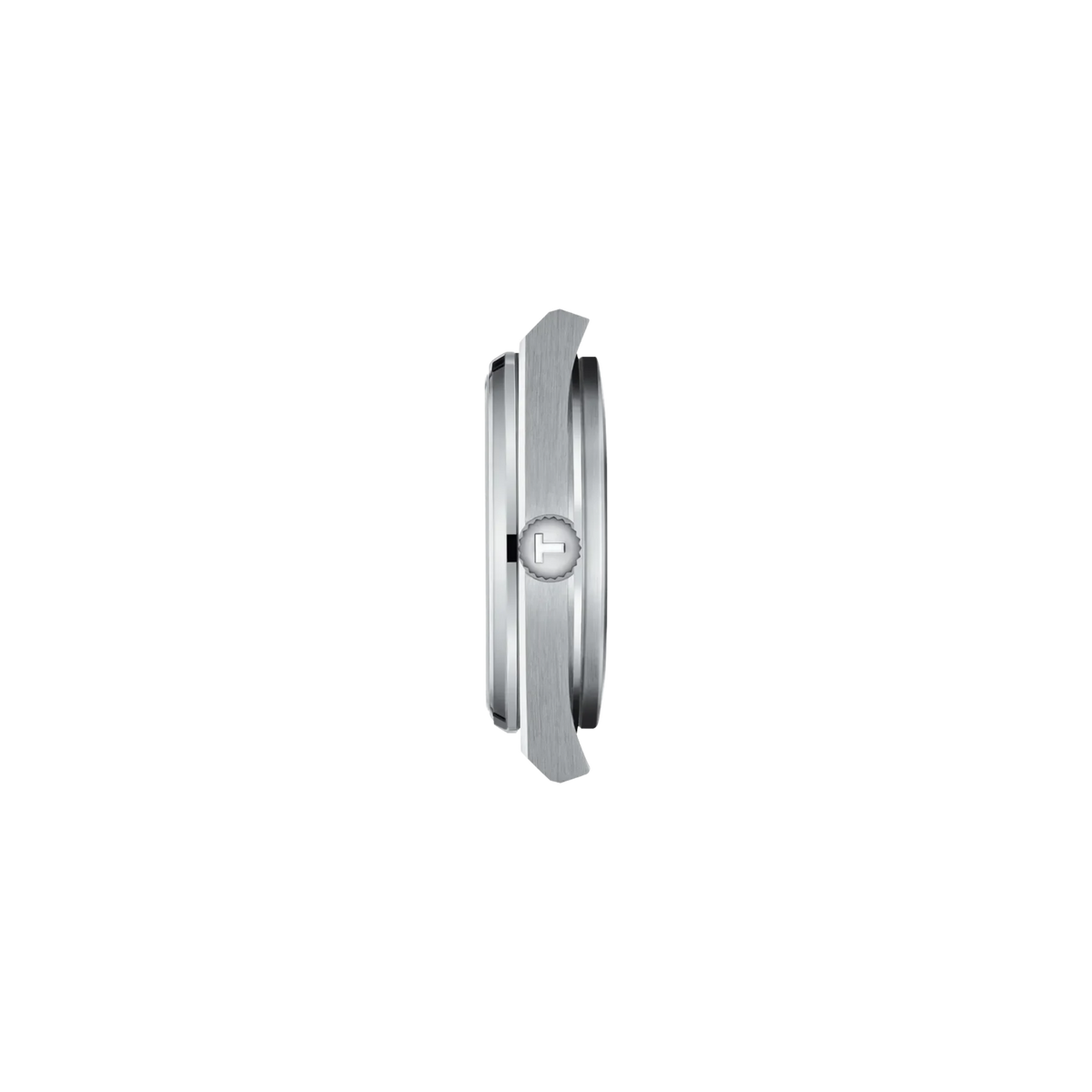 Close-up of the Tissot PRX 35mm mother-of-pearl dial and stainless steel case.