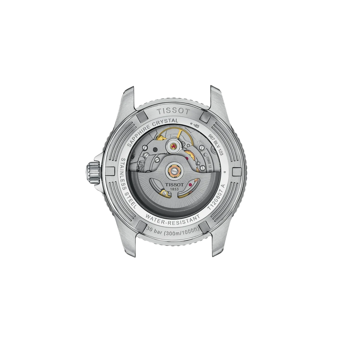 Stainless steel Tissot Seastar 1000 automatic wristwatch with rotating bezel.