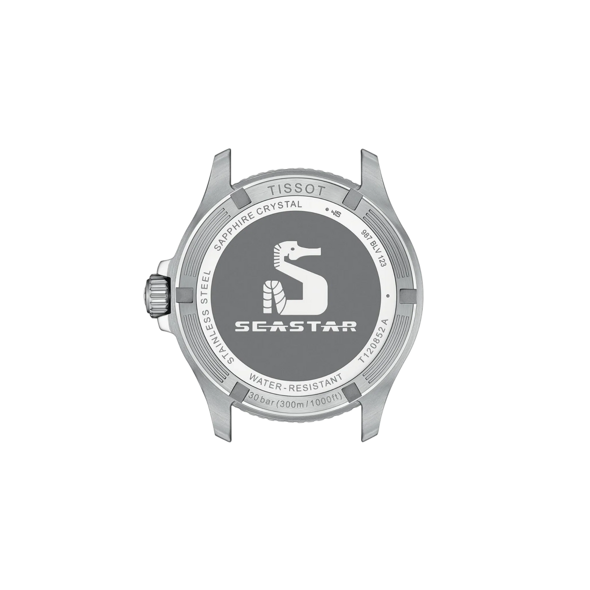 caseback image displaying the stainless steel construction and detailed finishing, engineered for dependable daily wear and high-performance water resistance
