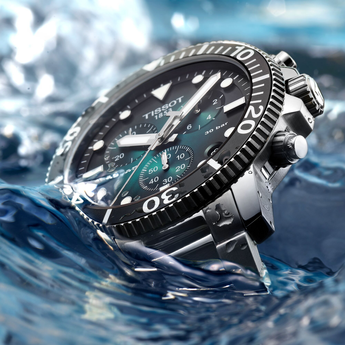 Tissot Seastar 1000 Chronograph 45.5mm Green Dial Watch