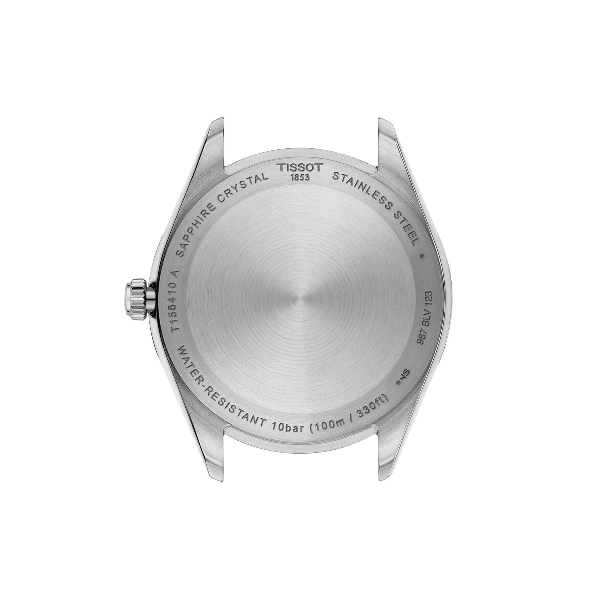 view of the caseback detailing the solid steel construction and finishing, emphasising durability and everyday reliability